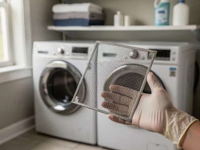 La Mirada Dryer Vent Cleaning specialist performing detailed lint trap cleaning service in La Mirada