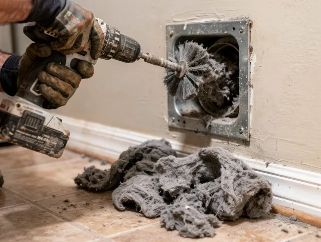 Certified La Mirada Dryer Vent Cleaning technician performing dryer vent cleaning in La Mirada